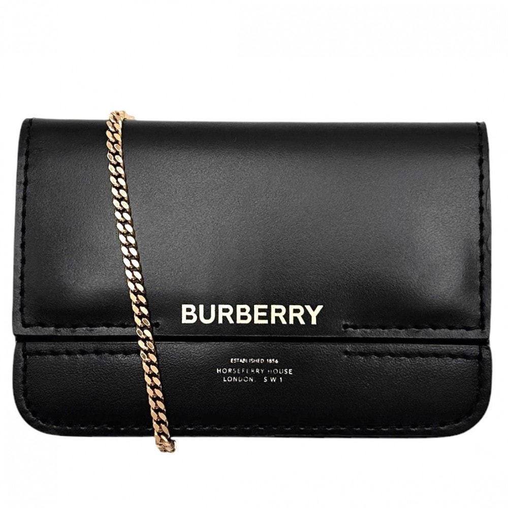 BURBERRY バーバリー カードケース コンパクトウォレット コインケース 小物    ブラック 黒 ゴールド金具 レディース 美品【中古品】