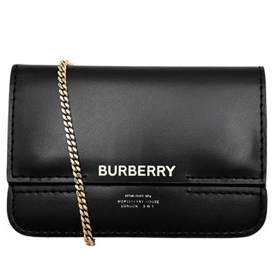 BURBERRY バーバリー カードケース コンパクトウォレット コインケース 小物 ブラック 黒 ゴールド金具 レディース 美品【中古品】
