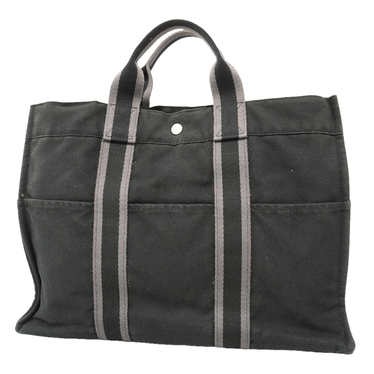 【6hb1079-k】エルメス トートバッグ フールトゥMM キャンバス ブラック シルバー金具【中古】メンズ レディース ユニセックス