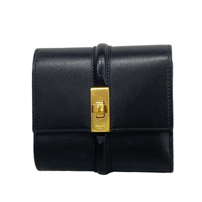 【6kc3047】セリーヌ 財布 セーズ レザー ブラック ゴールド金具【中古】レディース