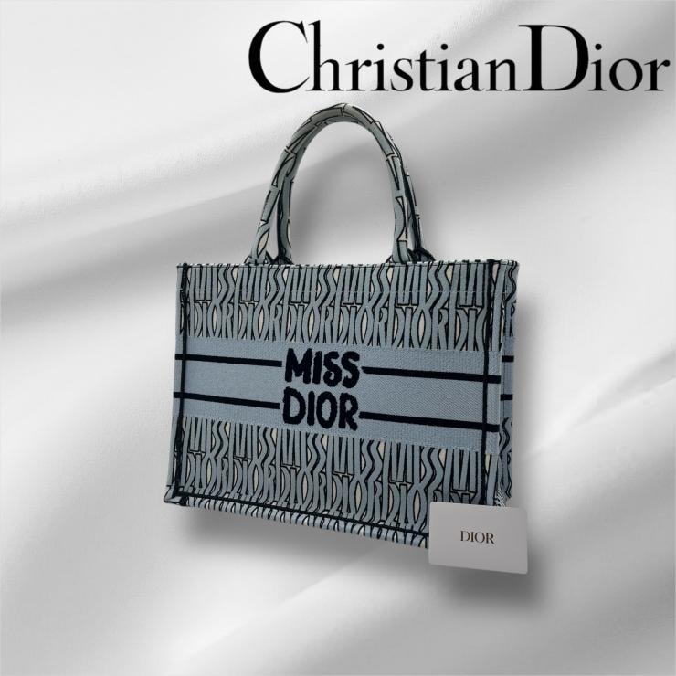 Christian Dior クリスチャンディオール ハンドバッグ ミスディオール ブックトート ミディアム キャンバストートバッグ ブルーxブラック 50MA★5264 ★日本限定★ ギャランティーカード