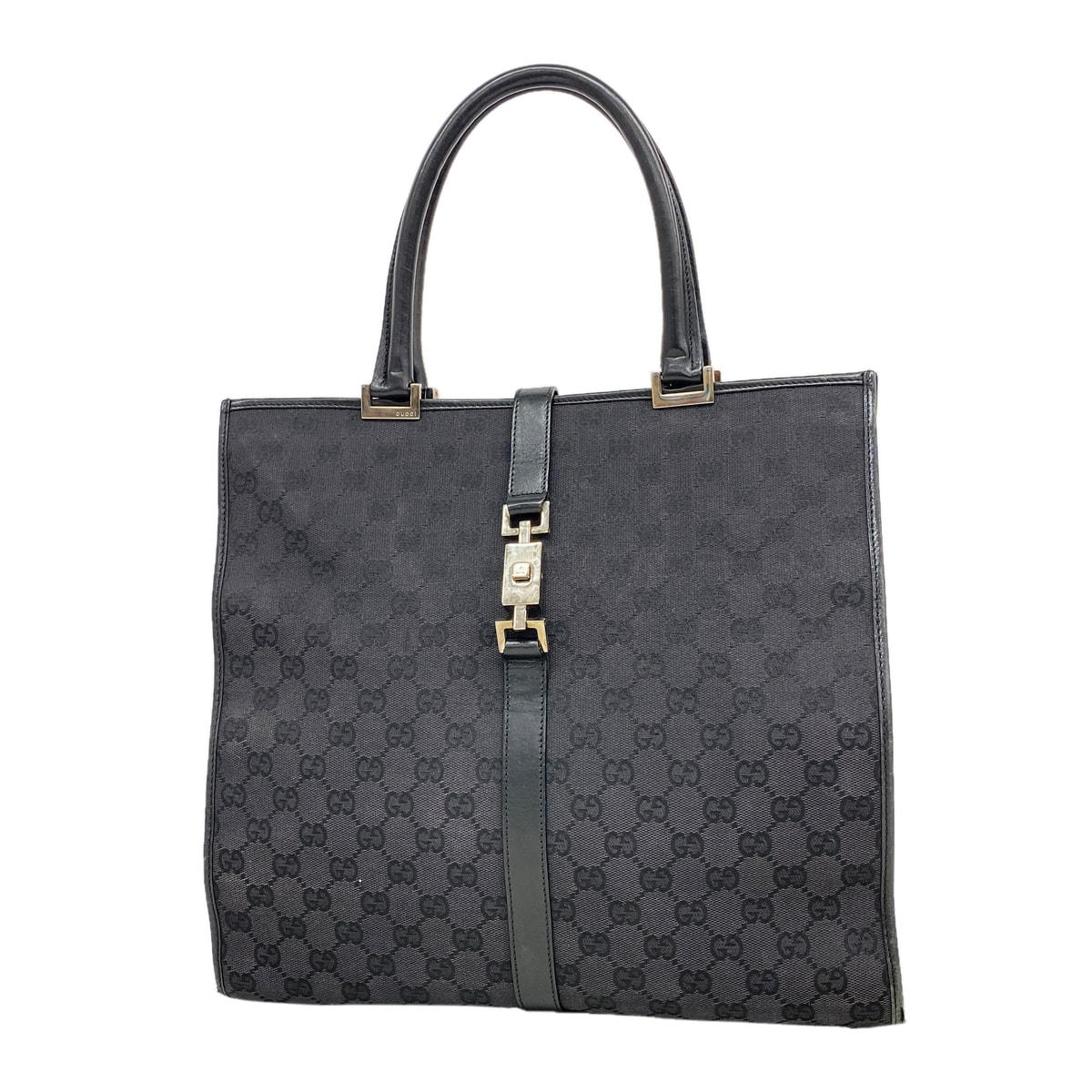 【6ke5076】グッチ ハンドバッグ GGキャンバス/ジャッキー 002 1064 キャンバス ブラック シルバー金具【中古】レディース