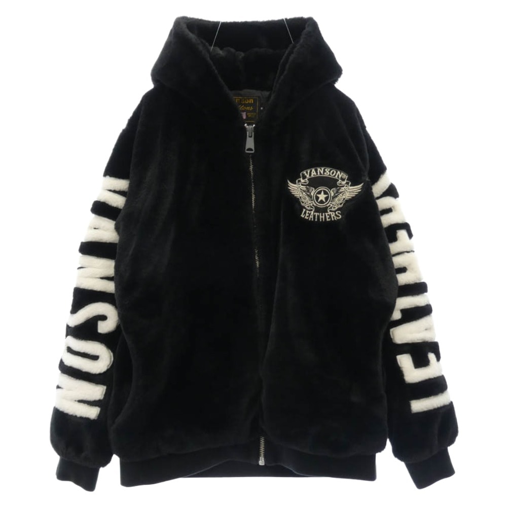 VANSON バンソン ジャケット ファー ZIP ジャケット パーカー ブラック系 M【中古】