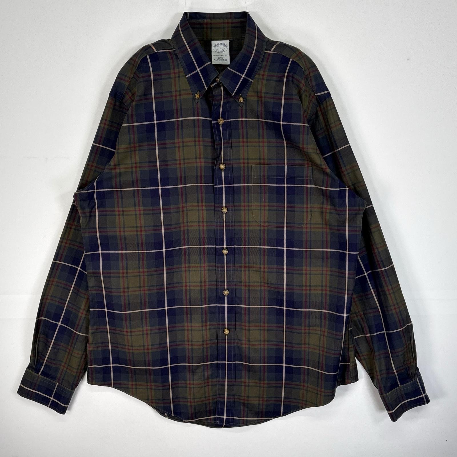 古着 ブルックスブラザーズ Brooks Brothers 長袖シャツ チェック 胸ポケ 1818 L  ネイビー系 マルチカラー メンズ