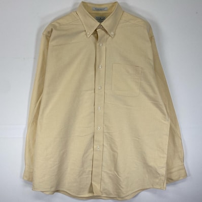 古着 エルエルビーン L.L.Bean 長袖シャツ 胸ポケット ボタンダウン 肉厚 XL イエロー 無地 メンズ