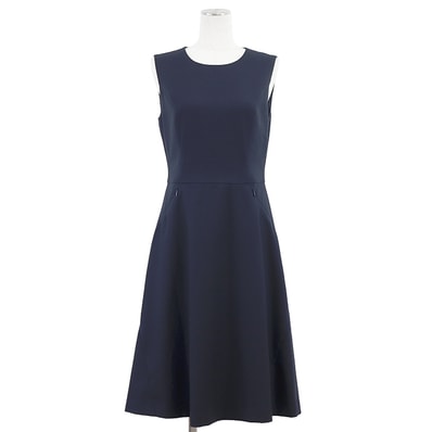 SALE【極美品】FOXEY NEW YORK COLLECTION フォクシー ニューヨーク コレクション ワンピース サイズ 40 レディース ノースリーブ ストレッチ バックファスナー ドレス ネイビー 紺 日本製 38194