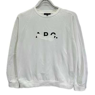 アーペーセー ×SHO SHIBUYA ホワイト ロゴ ペイント ラグランスリーブ スウェット S
