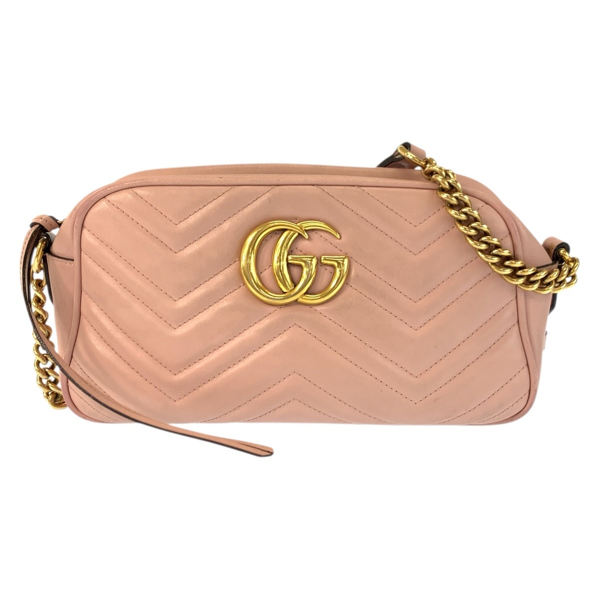 GUCCI グッチ GGマーモント ピンク ゴールド金具 レザー ショルダーバッグ ポシェット 601399 【中古】