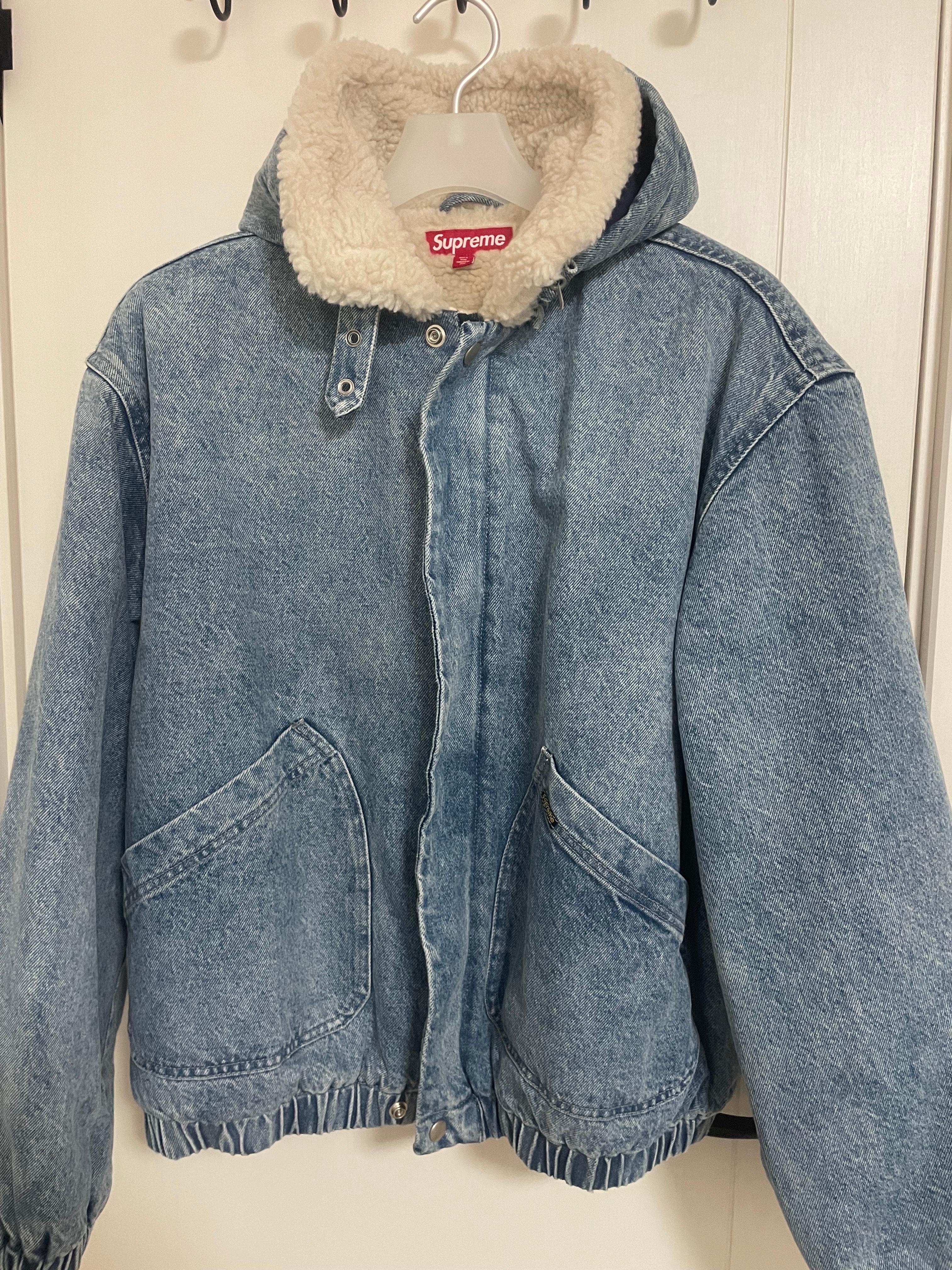 Supreme Faux Shearling Lined Bomber Jacket "Denim"