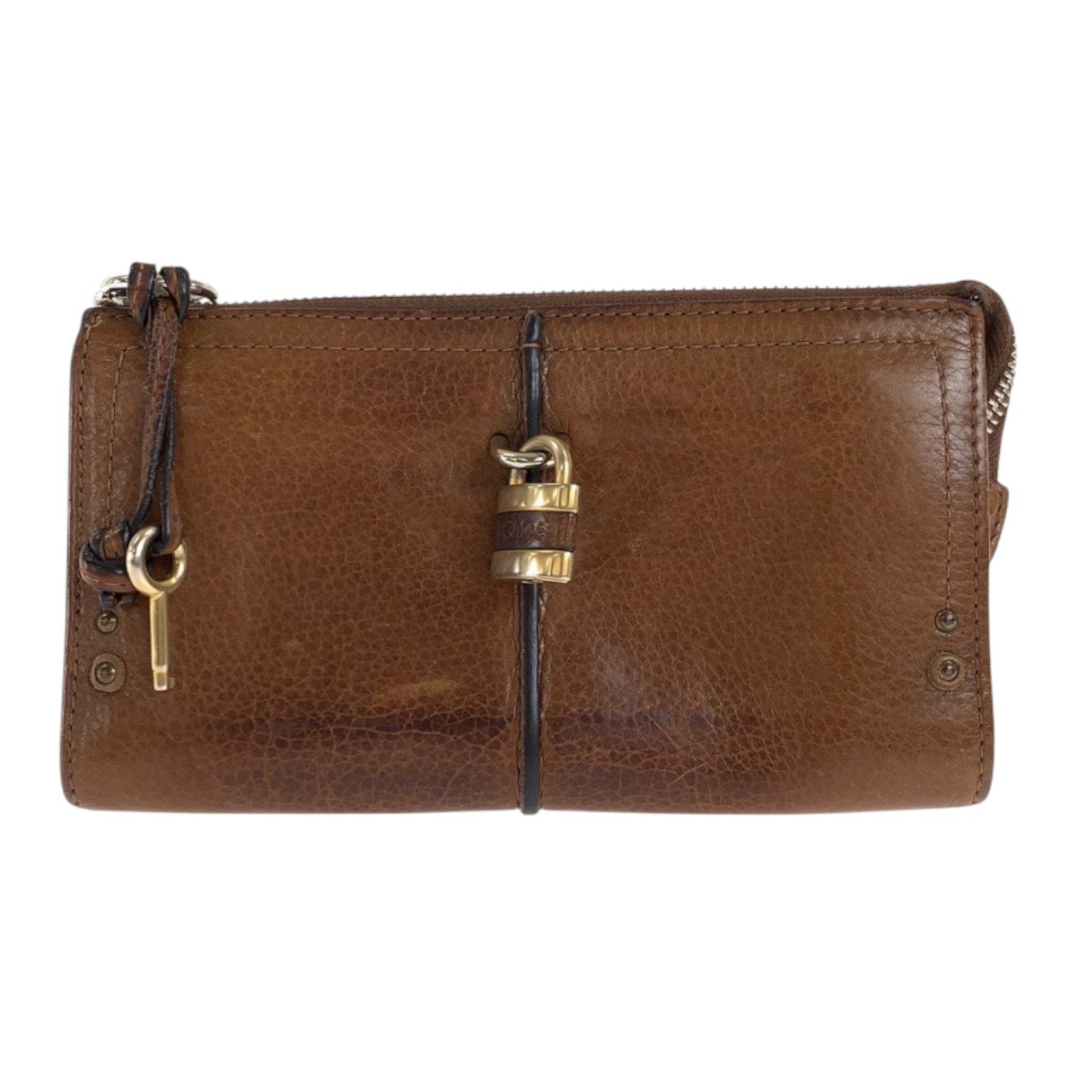 Chloe クロエ パディントン ブラウン レザー 長財布 ロングウォレット 600414 【中古】