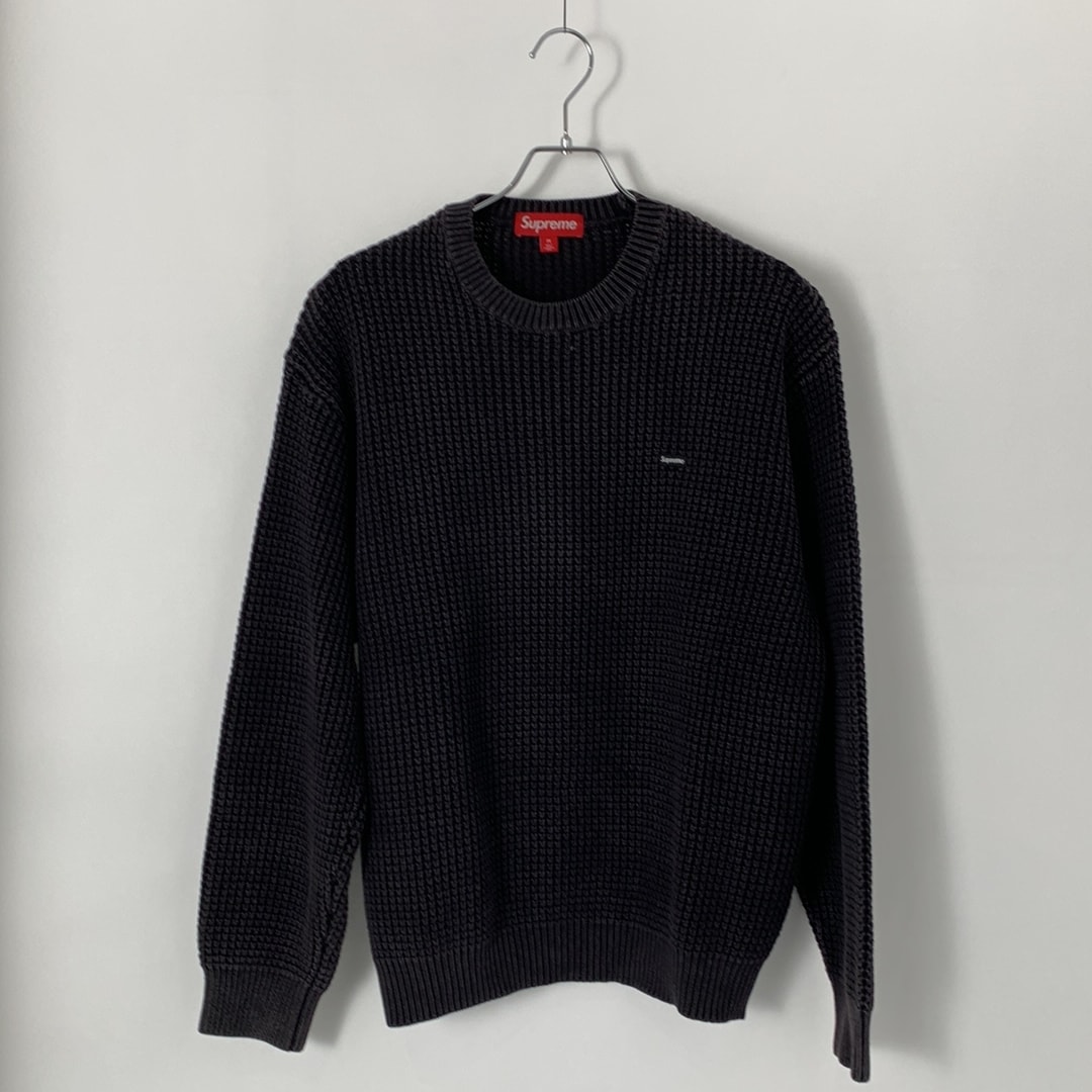 Supreme Washed Small Box Waffle Sweater "Black"