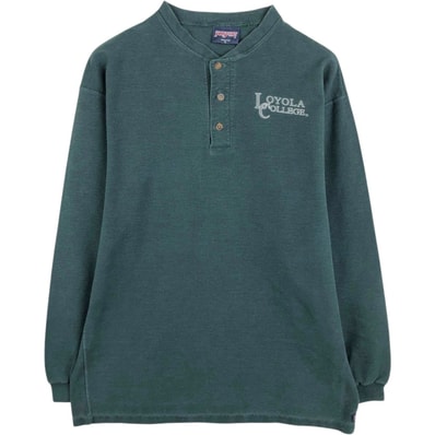 古着 ジャンスポーツ JANSPORT LOYOLA COLLEGE ヘンリーネック ロングTシャツ ロンT USA製 メンズL相当/eaa675423