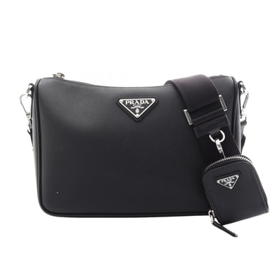 プラダ PRADA SAFFIANO TRAVEL ショルダーバッグ バッグ サフィアーノレザー メンズ レディース ブラック系 2VH113 【中古】