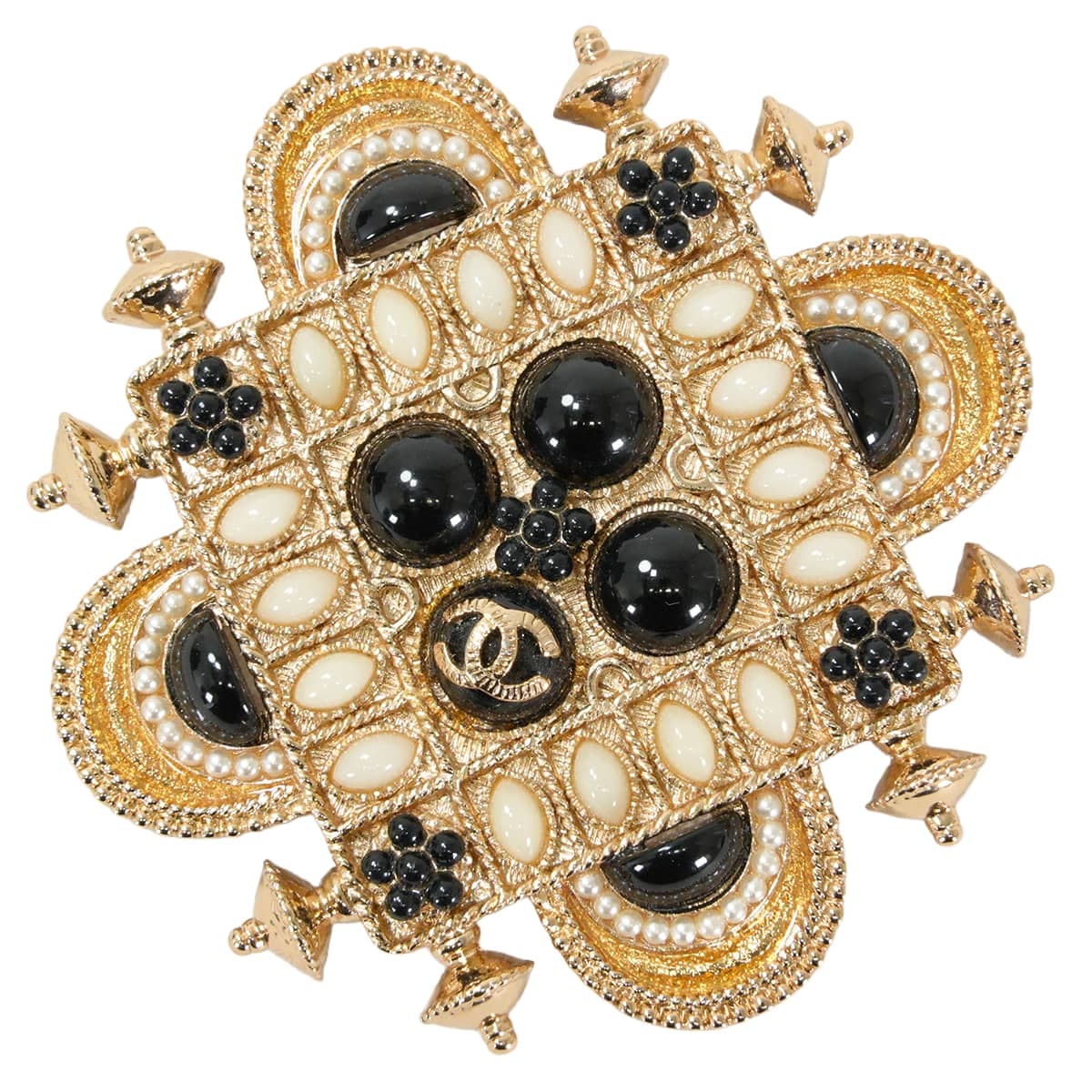 [未使用]CHANELの幾何学模様 ブローチ A (未使用に近い)】CHANEL シャネル ブローチ メタル スクエア