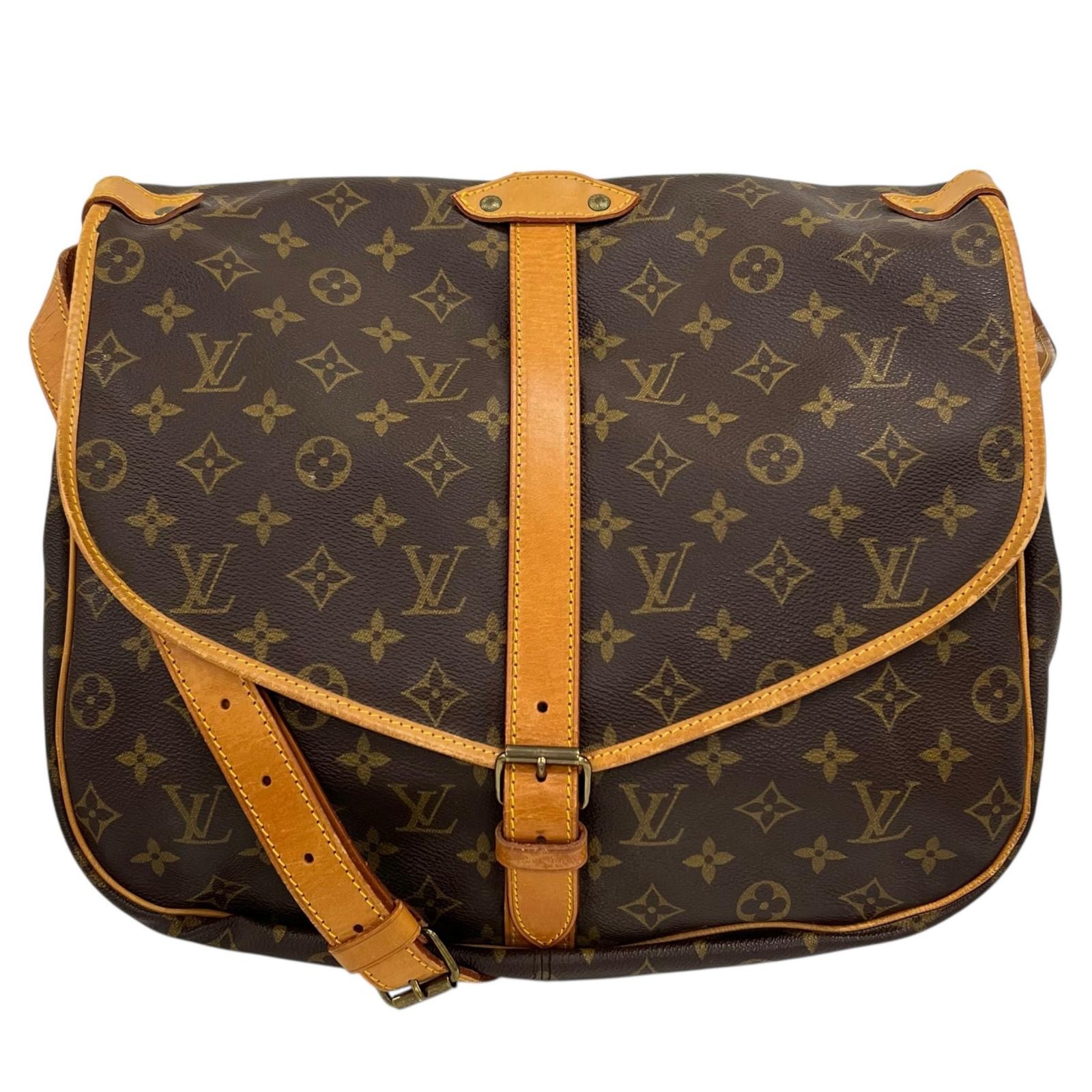 LOUIS VUITTON ルイ・ヴィトン ソミュール35 M42256  ショルダーバッグ モノグラムキャンバス ブラウン レディース【中古】