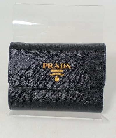 PRADA Saffiano Leather Wallet "Black"