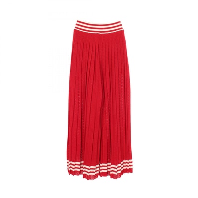 グッチ GUCCI GUCCI × adidas 3ストライプ レースプリーツニット パンツ 衣料品 ボトムス コットン レディース レッド系 【中古】