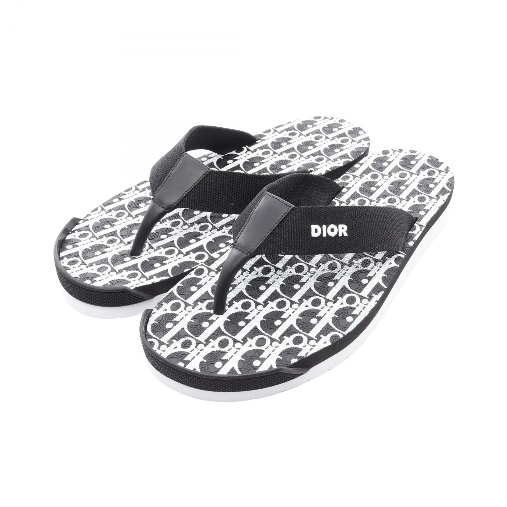 ディオール Dior ALPHA オブリーク サンダル 靴 レザー ファブリック メンズ ブラック系 / ホワイト系 【中古】