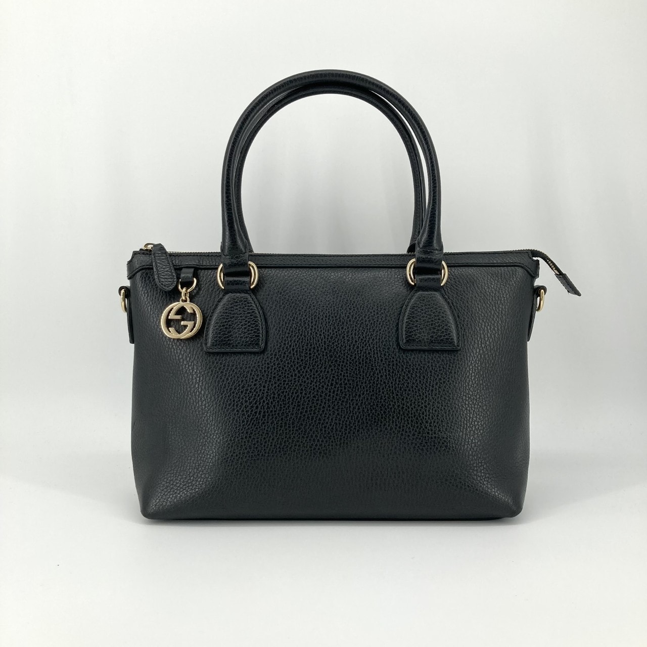 GUCCI(グッチ) ダラーカーフ インターロッキングG サッチェル 2way  449659 ハンドバッグ ブラック