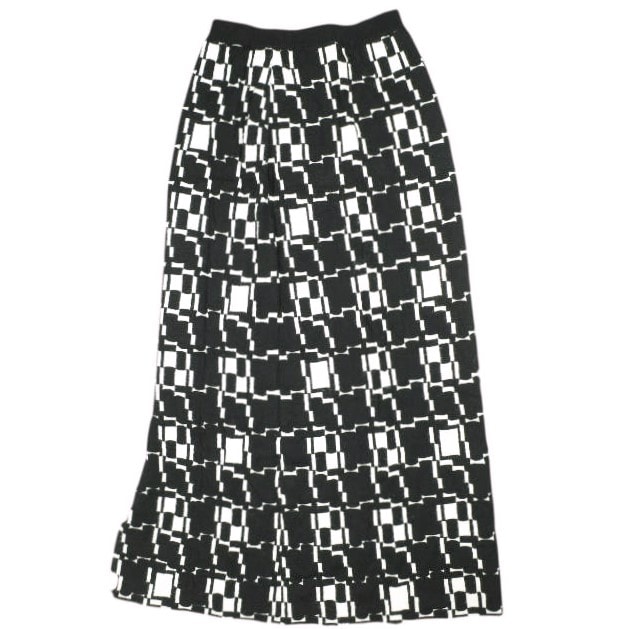 Ray BEAMS レイビームス 22AW ジオメトリックニットスカート 61-27-0052-370 Free BLACK ロング ボトムス g25416