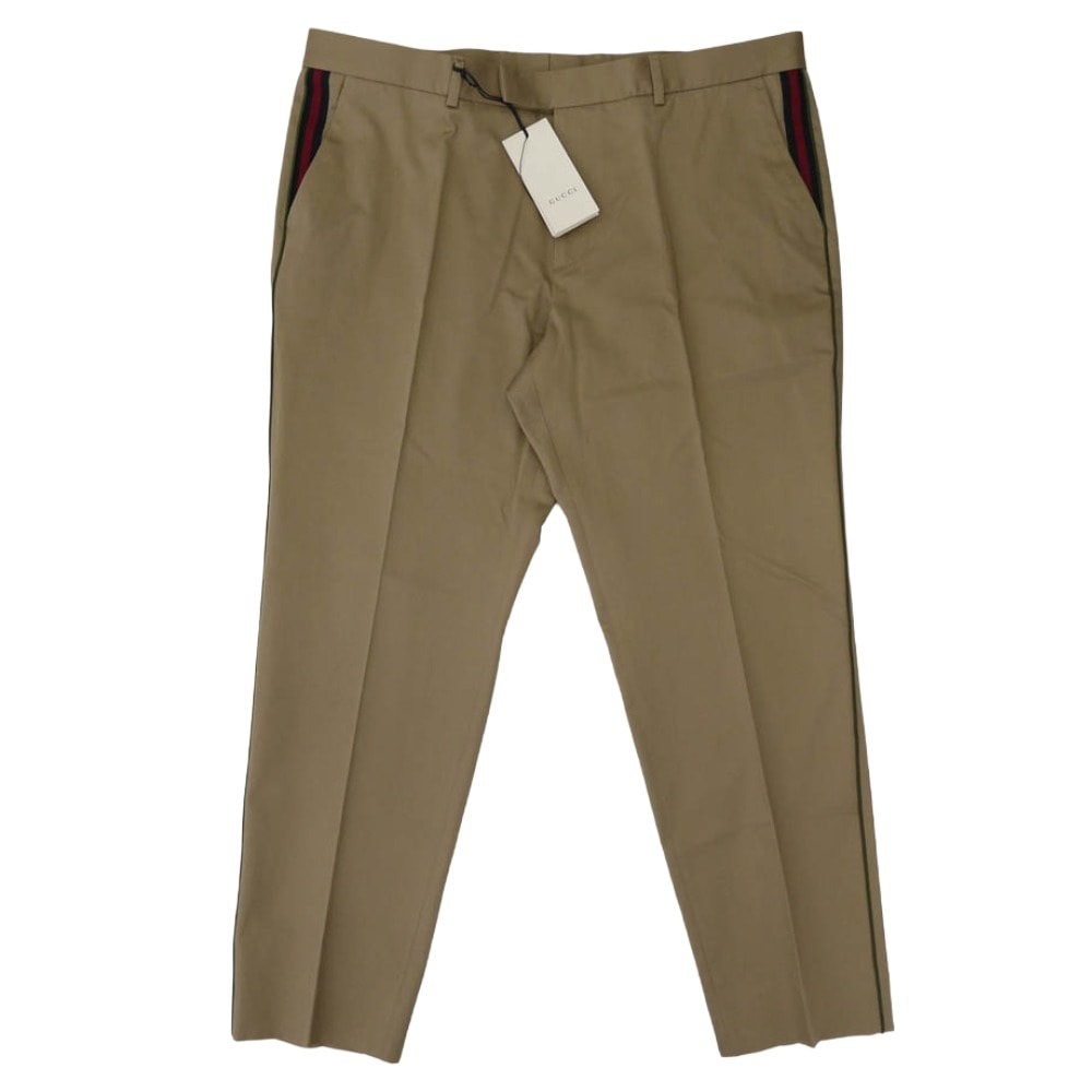 GUCCI グッチ パンツ 468518 Z3732 ウェブ付き コットン シックスティーズ パンツ ベージュ系 58【新古品】【未使用】【中古】