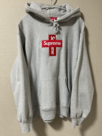 Supreme Cross Box Logo Hooded Sweatshirt "Grey"