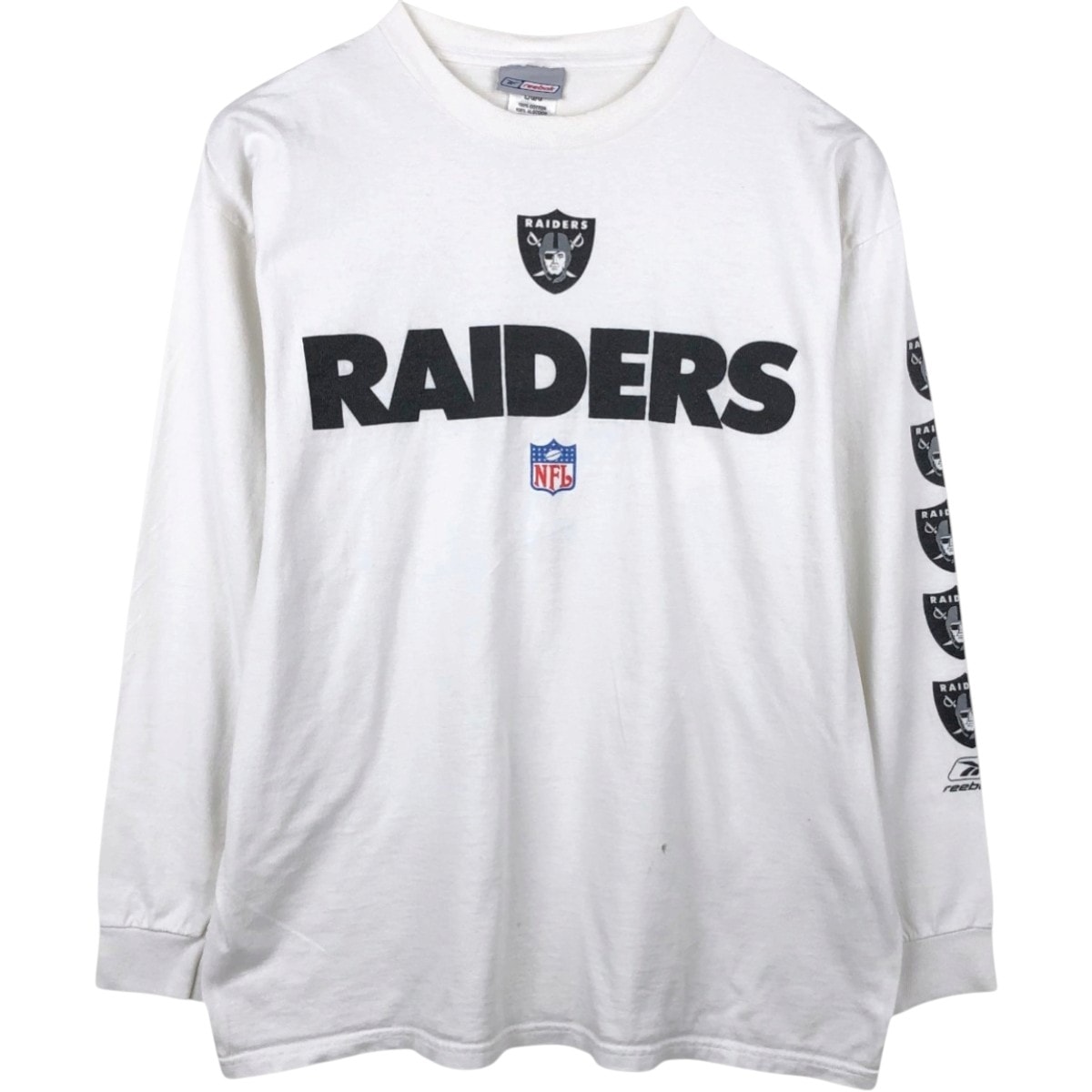 古着 90年代 リーボック Reebok NFL LAS VEGAS RAIDERS ラスベガスレイダース ロングTシャツ ロンT USA製 メンズL相当 ヴィンテージ/eaa667901