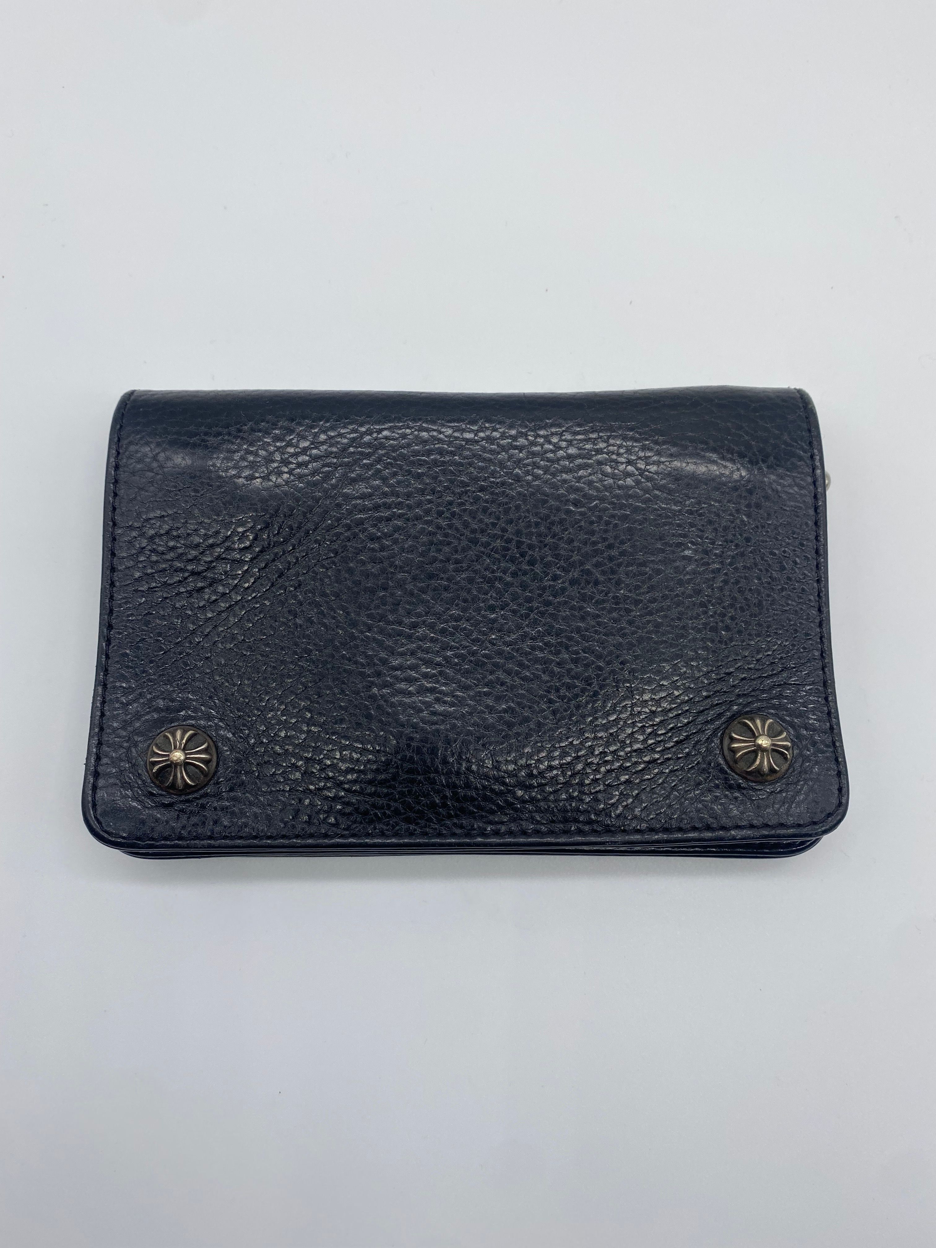 Chrome Hearts 2 Zipper Leather Wallet (with Strap) "Black"