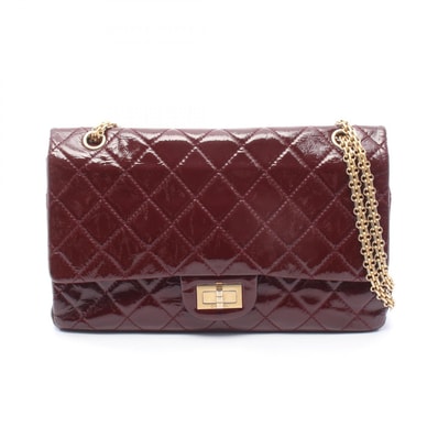 シャネル CHANEL 2.55 マトラッセ ショルダーバッグ バッグ パテントレザー レディース ボルドー系 【中古】
