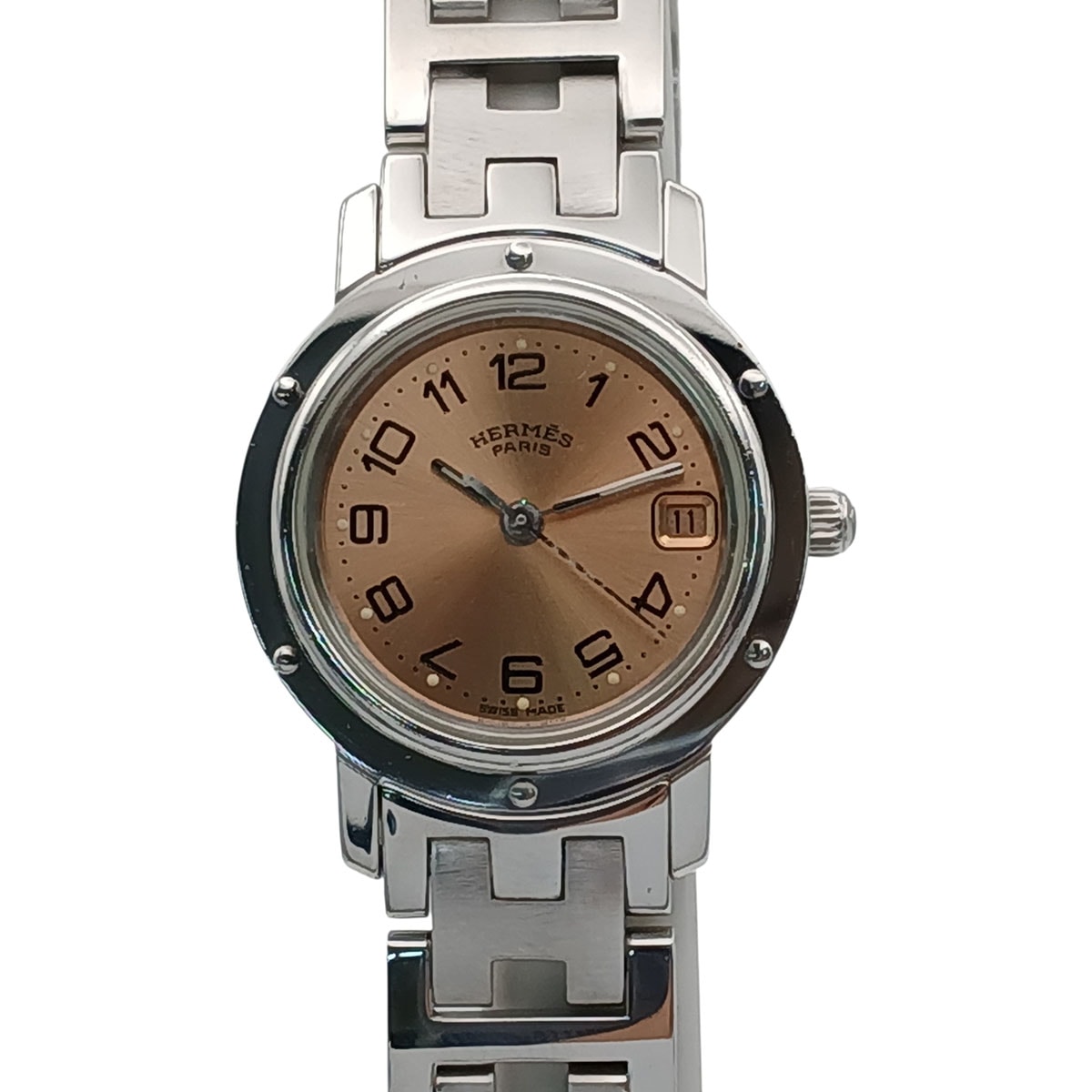HERMES エルメス クリッパー Pink SS 腕時計 CL4.210 ステンレススチール ピンク レディース【中古】