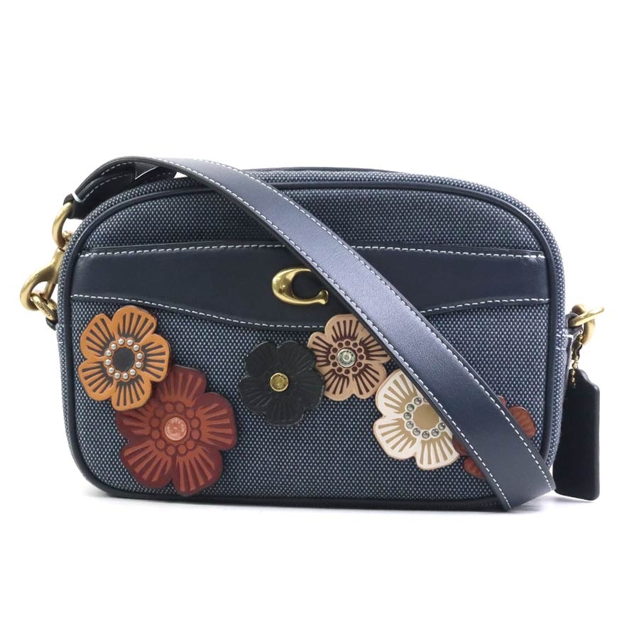 コーチ COACH ショルダーバッグ キャンバス/レザー ネイビー レディース【中古】 r10608a