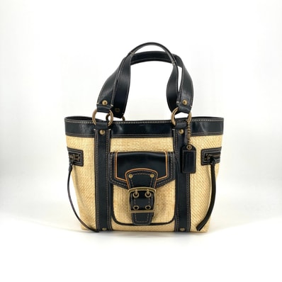 COACH(コーチ) SOHOシリーズ ストロー 113 ハンドバッグ ベージュ×ブラック