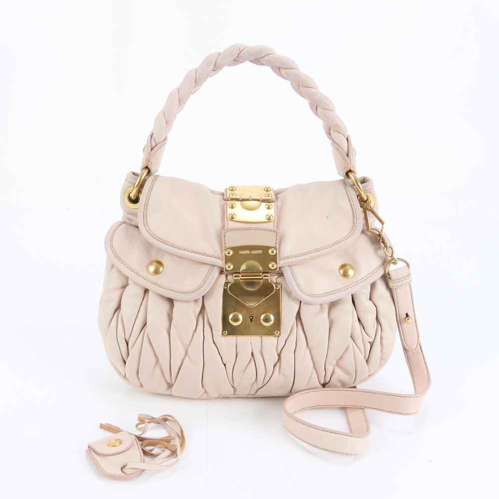 ミュウミュウ マテラッセ 編み込みショルダーバッグ レザー