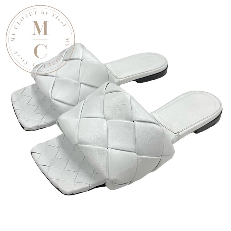 ボッテガヴェネタ BOTTEGAVENETA リド サンダル 靴 シューズ レザー ホワイト フラットサンダル ミュール イントレチャート