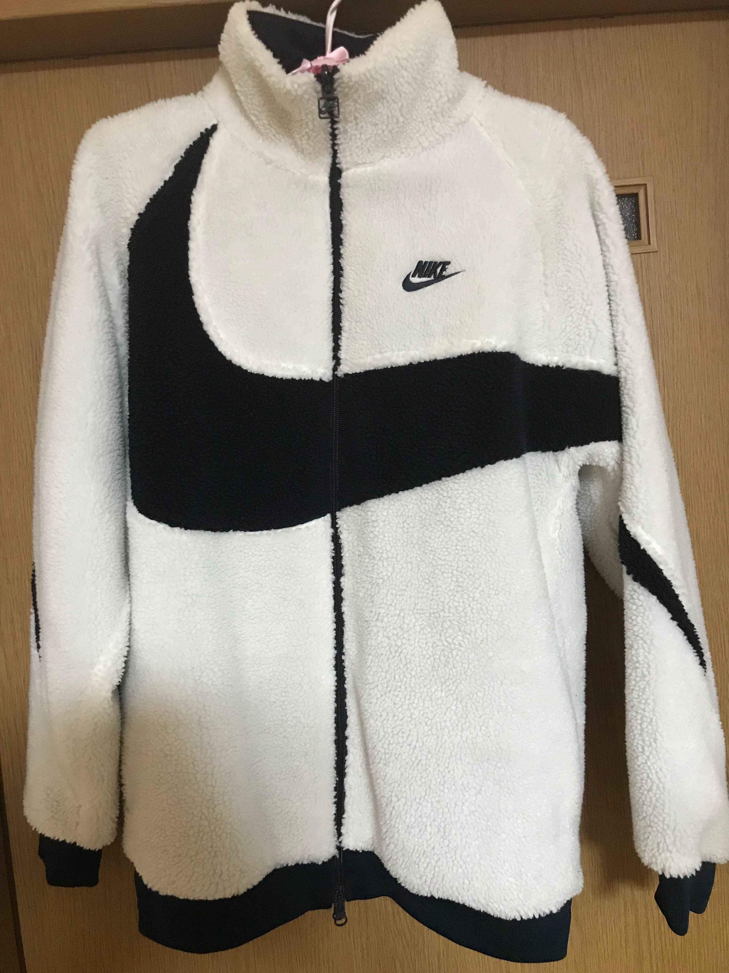 Nike Big Swoosh Reversible Boa Jacket "Sail/Dark Obsidian"