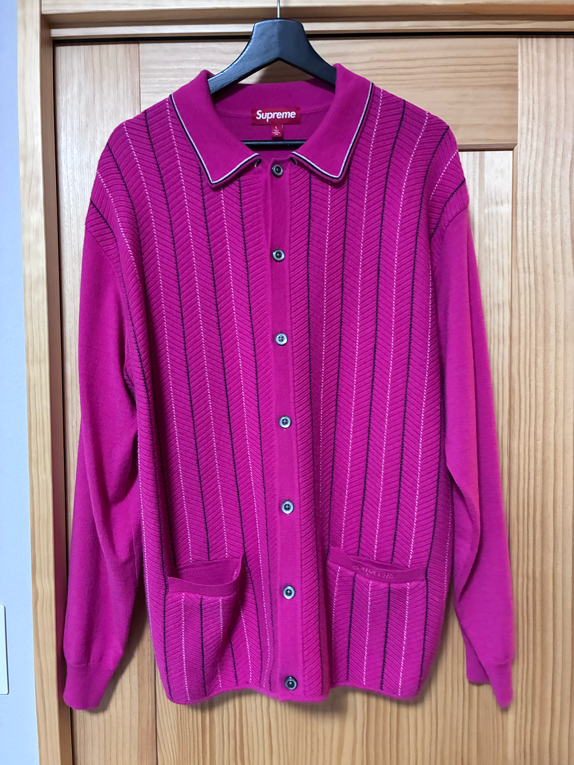 Supreme Herringbone Cardigan "Pink"
