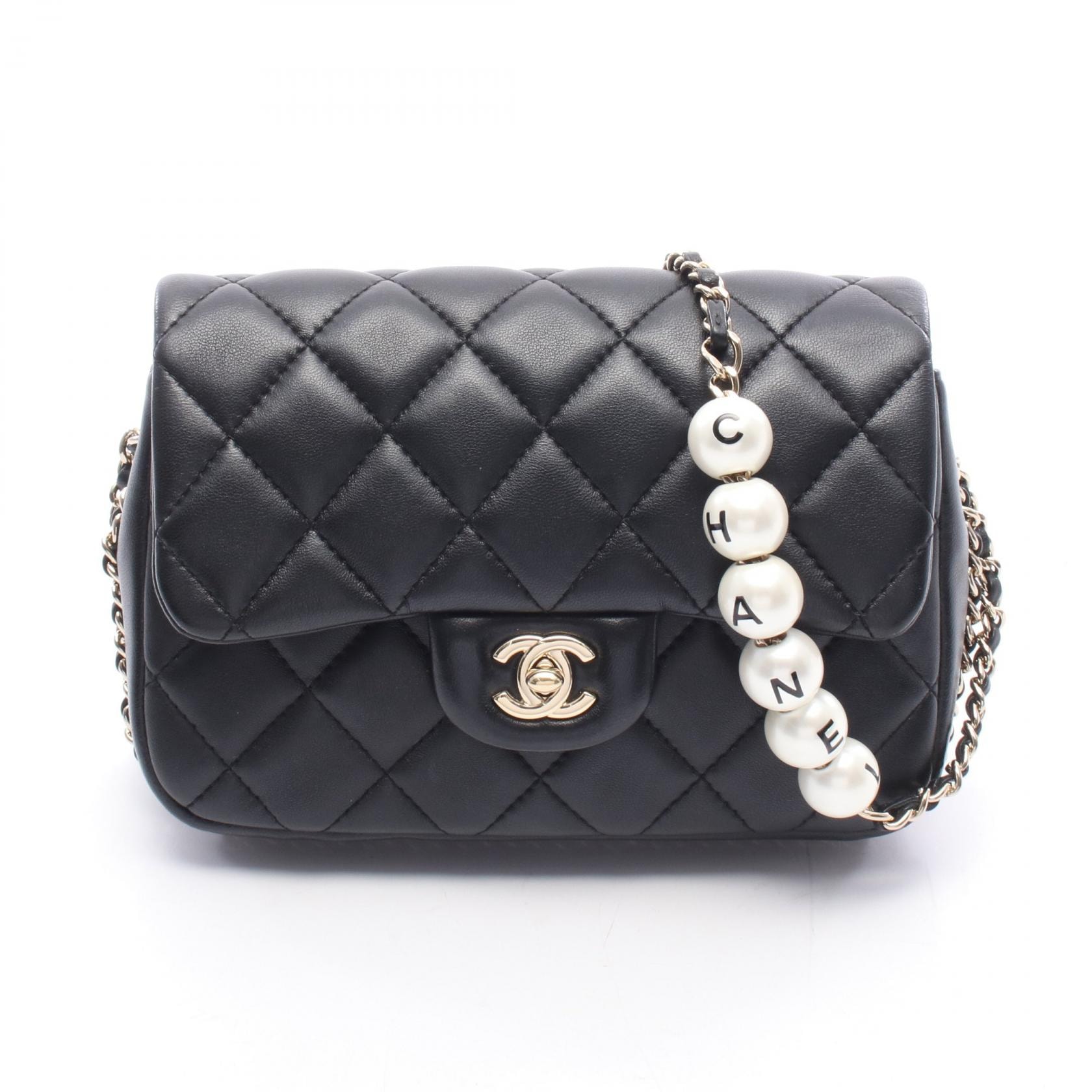 シャネル CHANEL マトラッセ スモールフラップ ショルダーバッグ バッグ レザー レディース ブラック系 AS1436 【中古】