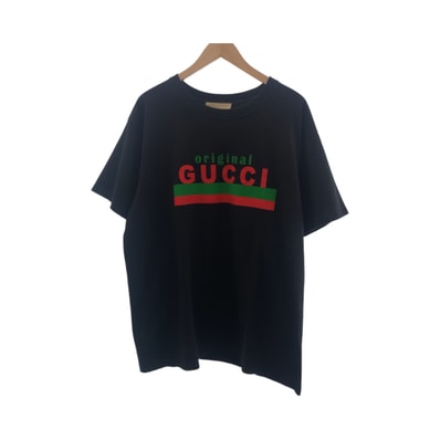 美品 GUCCI グッチ ロゴ サイズS ブラック マルチカラー コットン 半袖Tシャツ カットソー 602348 【中古】
