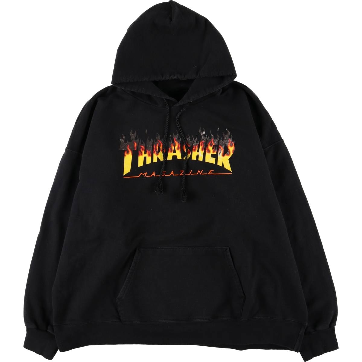 古着 スラッシャー THRASHER ファイヤーパターン スウェットプルオーバーパーカー メンズXL相当/eaa573169