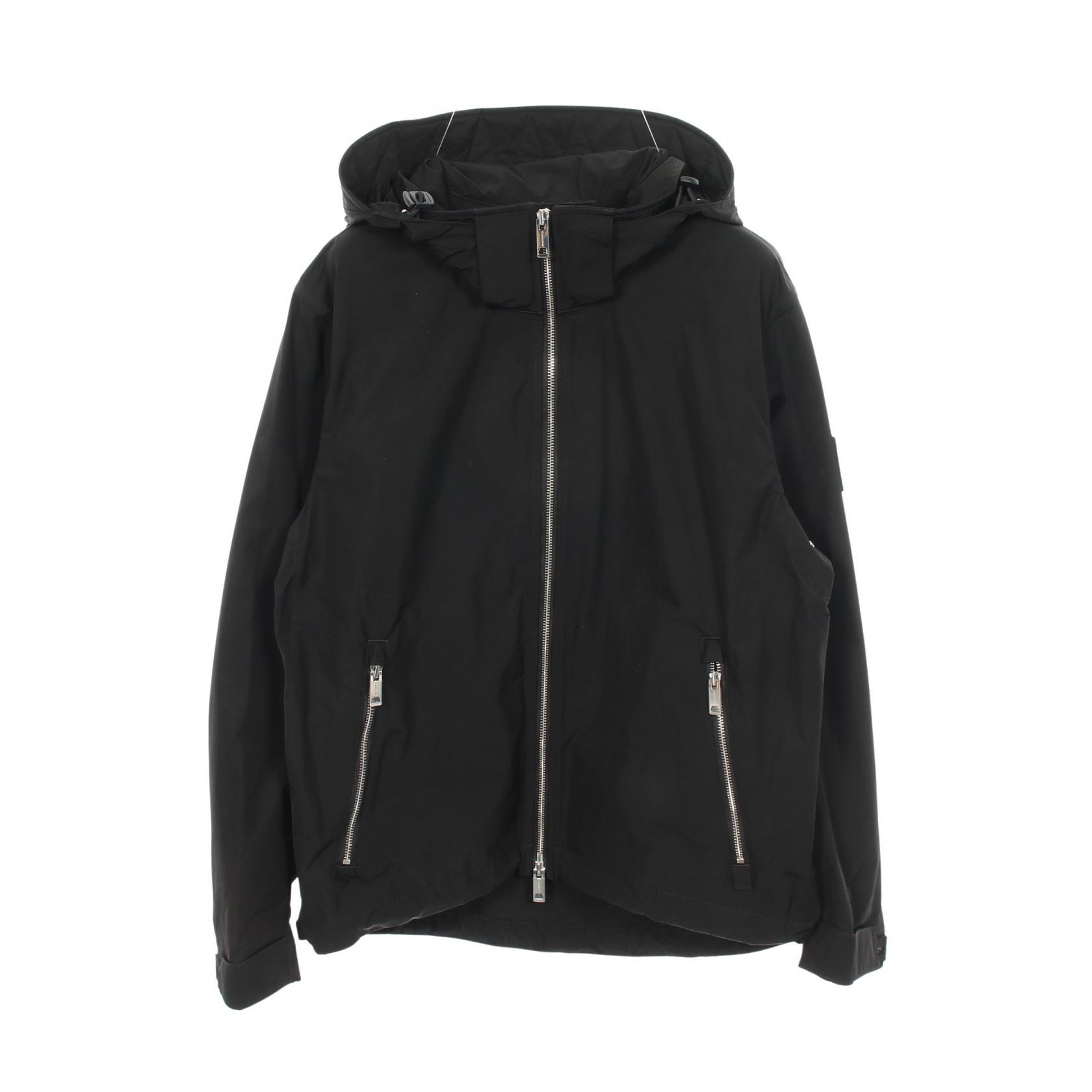 バーバリー BURBERRY フード付き ジップアップ 衣料品 アウター ポリエステル メンズ ブラック系 【中古】