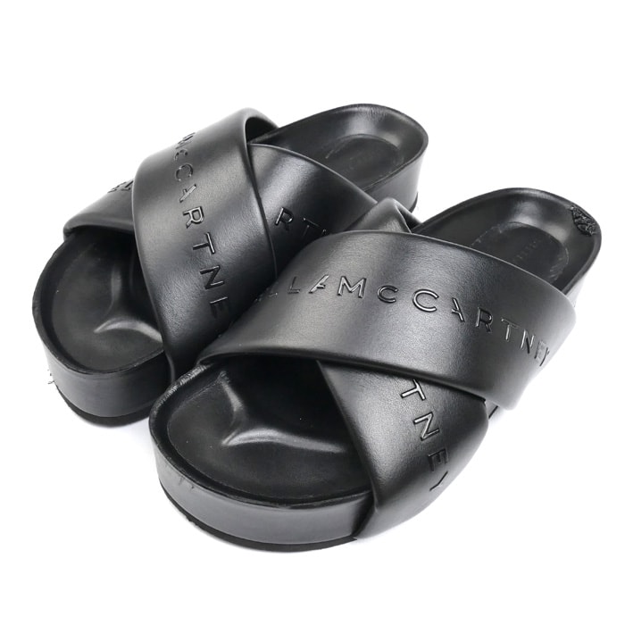 Stella McCartney ステラマッカートニー ロゴ  サンダル ブラック 810107 36 レディース【中古】