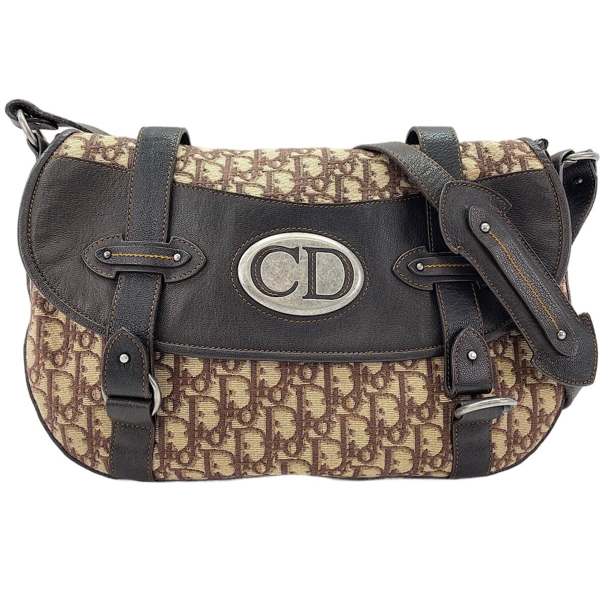 ディオール Dior レザー, キャンバス ショルダーバッグ【中古】