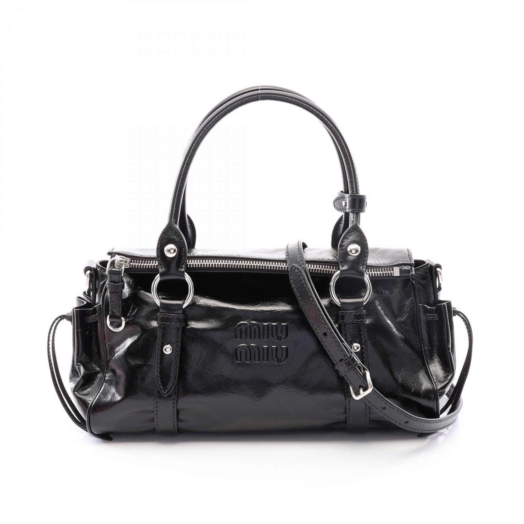 ミュウ ミュウ Miu Miu VITTELO SHINE 2WAY ハンドバッグ バッグ レザー レディース ブラック系 5BA3332A44F0002 【新品】