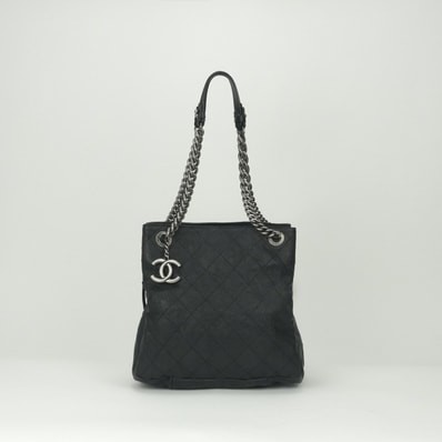 シャネル CHANEL マトラッセ バッグ トートバッグ ショルダーバッグ キャビアスキン ブラック Black 黒 シルバー金具 チェーントートバッグ チェーンショルダーバッグ