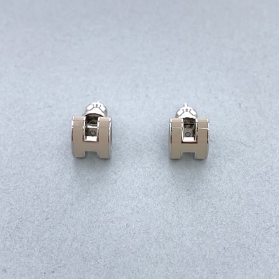HERMES エルメス MINI POP H ミニポップアッシュ ピアス H608002 グレージュ ベージュ シルバー レディース【中古】