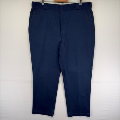 古着 ディッキーズ Dickies USA製 パンツ ワークパンツ チノパン ワンポイントロゴ ジッパーフライ w42 L32 ネイビー系 メンズ