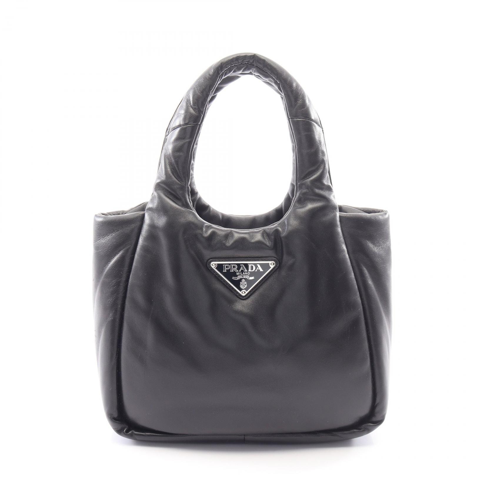 プラダ PRADA パデット スモール ハンドバッグ バッグ レザー レディース ブラック系 1BG412 【中古】