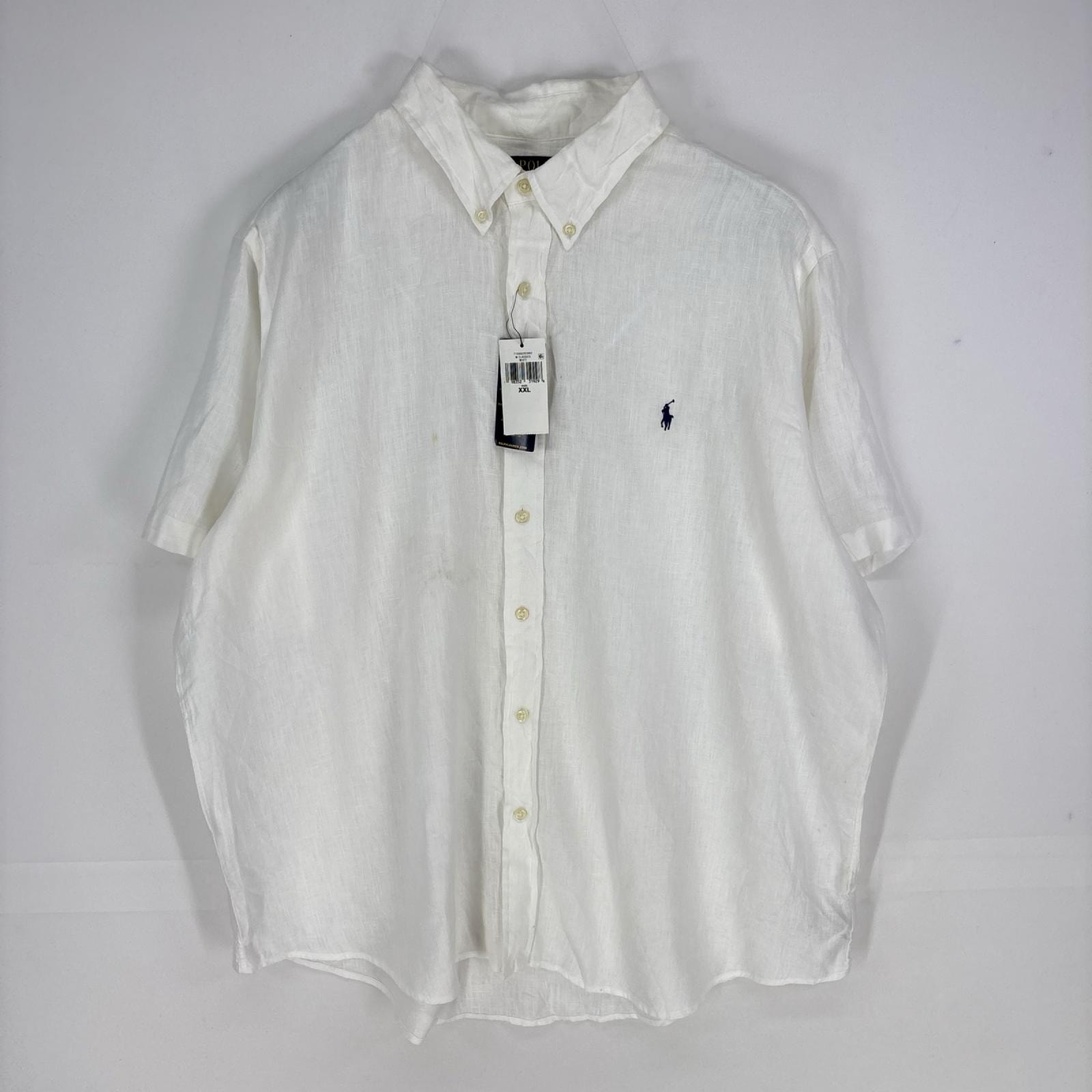古着 ポロ・ラルフローレン POLO RALPH LAUREN 半袖シャツ デッドストック タグ付き 刺繍ロゴ 2XL  ホワイト系 メンズ