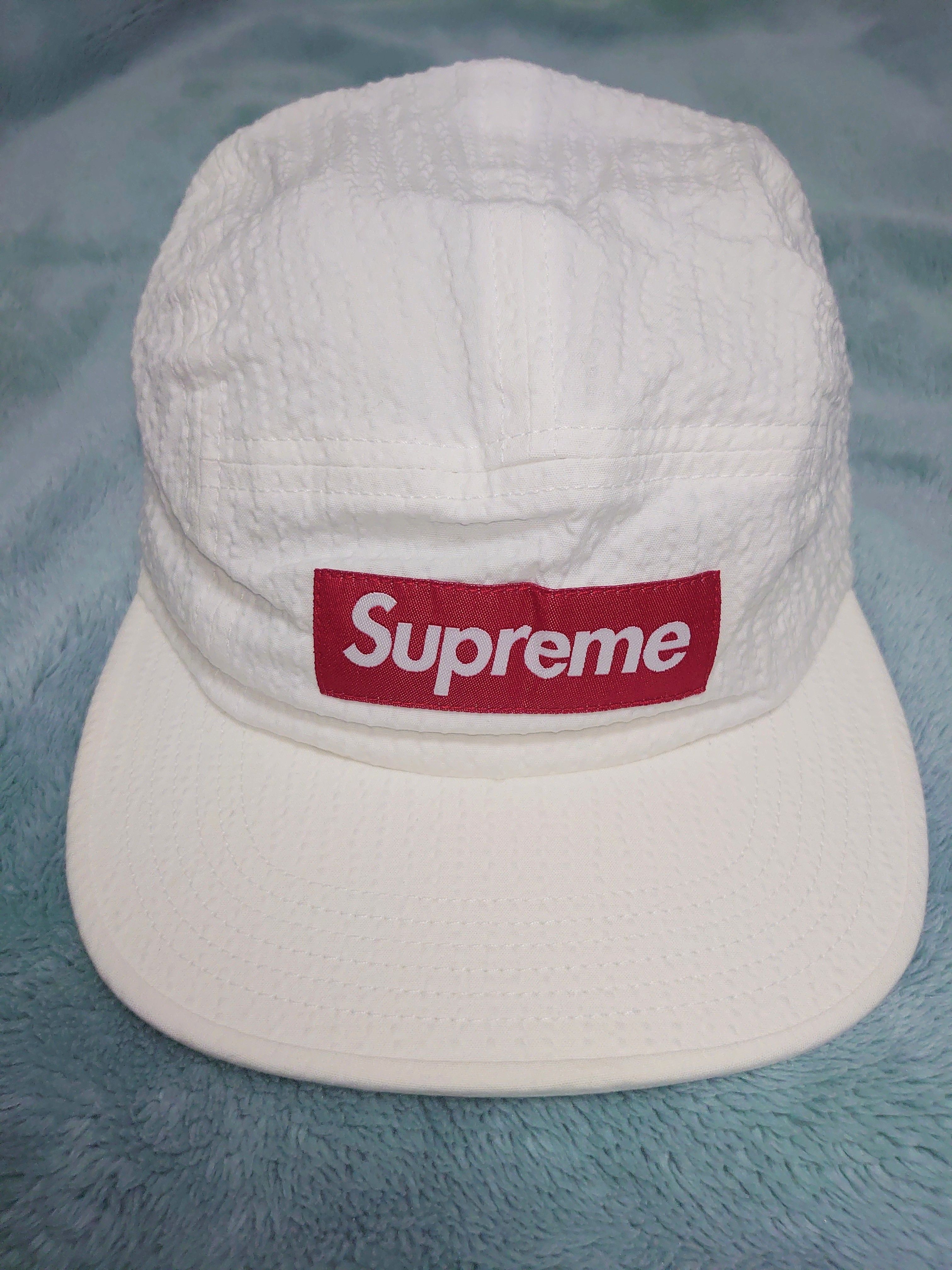 Supreme camp cap シアサッカー 白