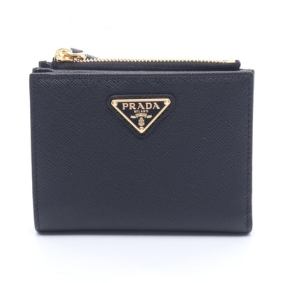 プラダ PRADA SAFFIANO TRIANG 二つ折り財布 財布 サフィアーノレザー レディース ブラック系 1ML050QHHF0002 【新品】